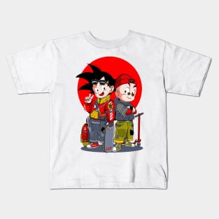 JAPANESE FLAG SAIYAN SKATER BOY Kids T-Shirt